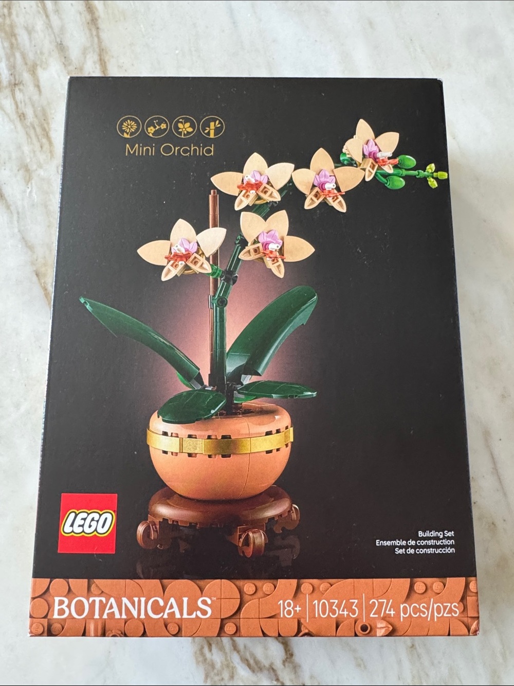 Lego Mini Orchid in Pink and Green with Tan Pot